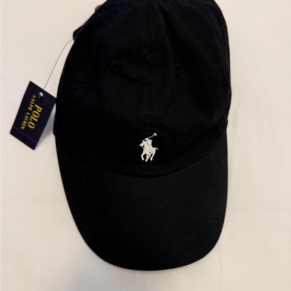 Polo by Ralph Lauren Black Baseball Cap with White Pony Logo